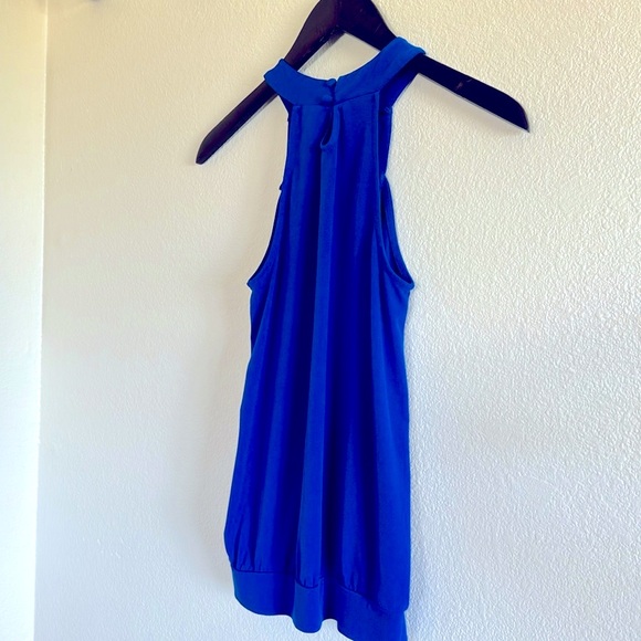 The Limited XS royal blue and silver sleeveless halter blouse top dress - Picture 5 of 7